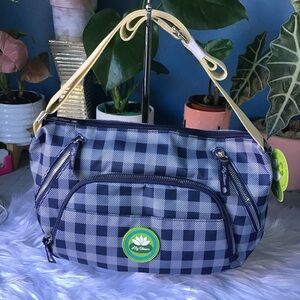 Lily Bloom Blue White Checker Print Crossbody/Shoulder Bag Handbag Purse NWT
